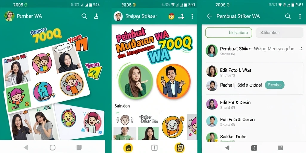 Tampilan antarmuka pengguna 700Q yang menarik saat membuat stiker WA.