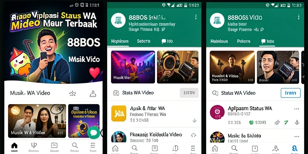 Antarmuka aplikasi 88BOS dengan fitur status video yang menarik.