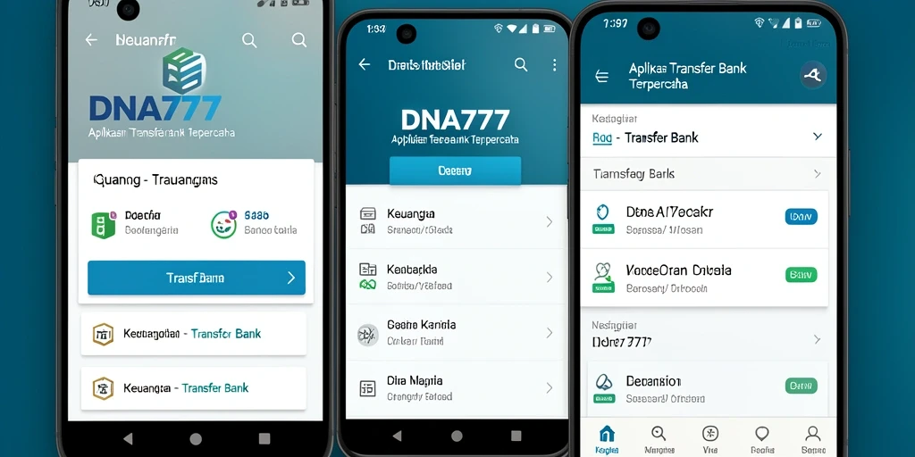 Antarmuka aplikasi DNA777 yang memudahkan transfer bank.