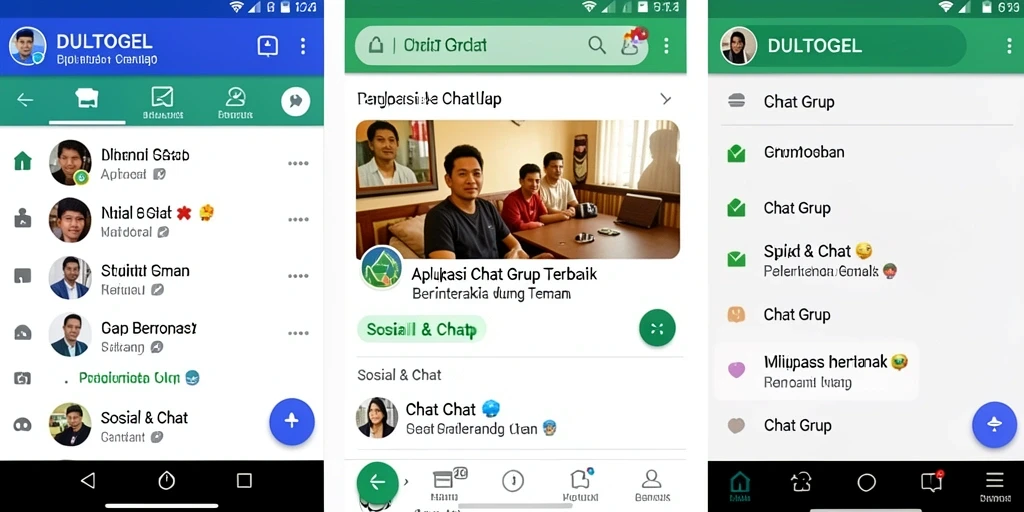 Tampilan antarmuka DULTOGEL yang menarik dan intuitif untuk chatting grup.