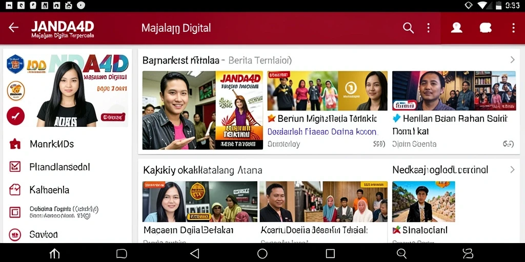 Antarmuka aplikasi JANDA4D yang menampilkan berita terkini dan artikel menarik.